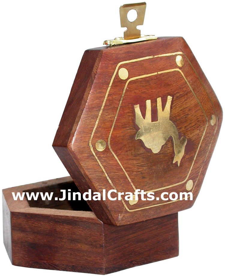 Brass Inlay Wooden Multipurpose Box Hand Crafts India
