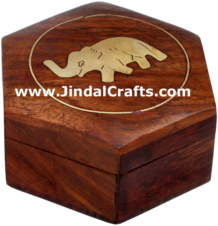 Brass Inlay Wooden Multipurpose Box Hand Crafts India