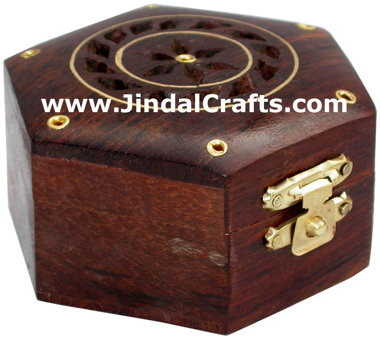 Brass Inlay Wooden Multipurpose Box Hand Crafts India