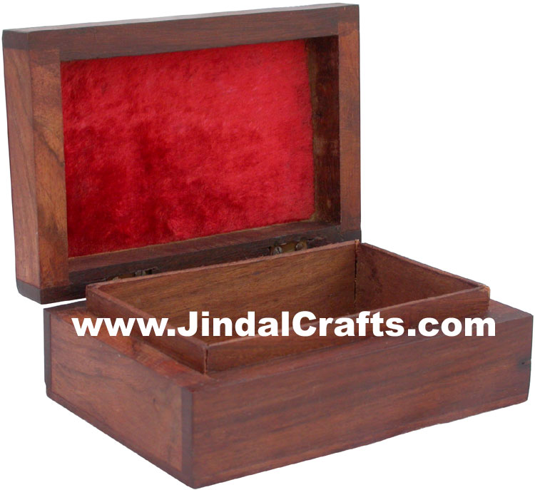 Handmade Wooden Carving Brass Inlay Box Indian Handicrafts Arts Gift Souvenirs