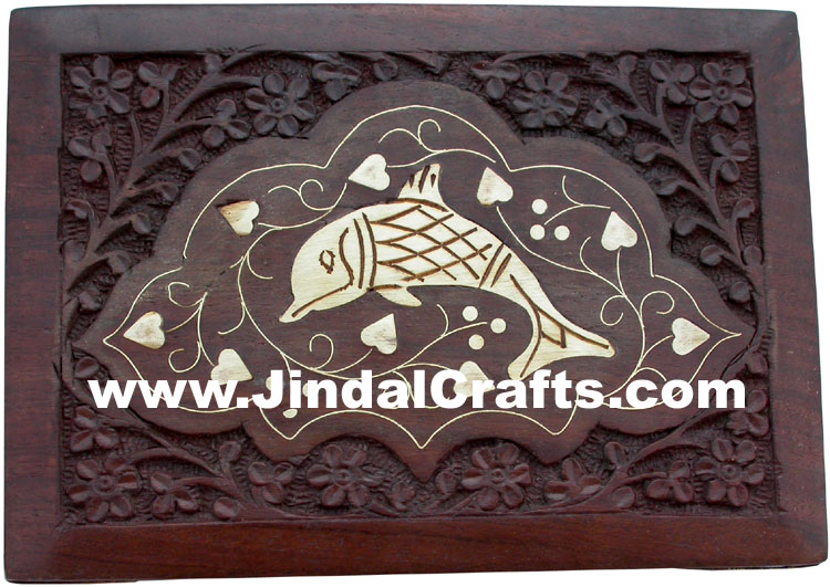 Handmade Wooden Brass Inlay Box Indian Handicrafts Arts Crafts Gift Souvenir