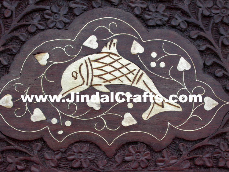 Handmade Wooden Brass Inlay Box Indian Handicrafts Arts Crafts Gift Souvenir