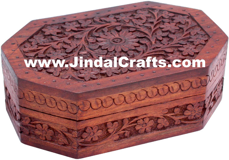 Handmade Wooden Carved Box Indian Handicrafts Arts Crafts Gifts Souvenirs