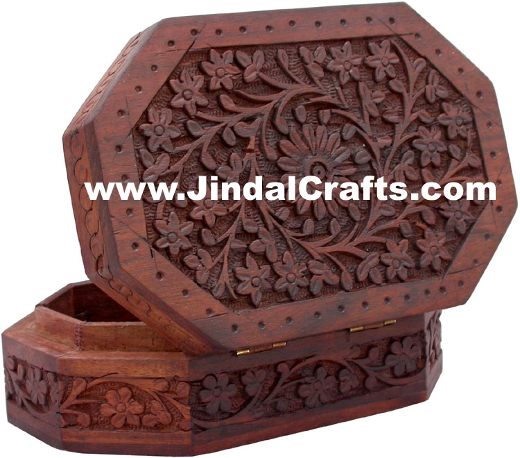 Handmade Wooden Carved Box Indian Handicrafts Arts Crafts Gifts Souvenirs