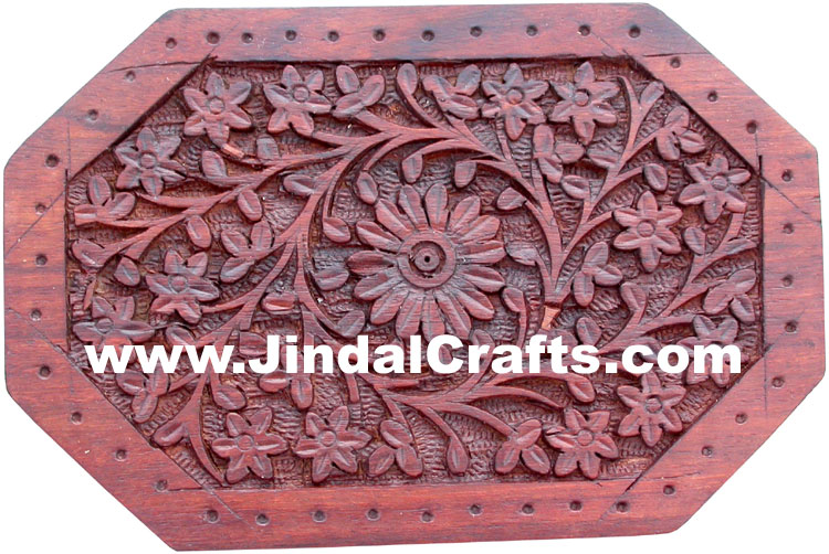 Handmade Wooden Carved Box Indian Handicrafts Arts Crafts Gifts Souvenirs