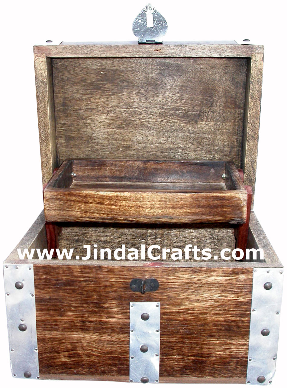 Hand Carved Wooden Multi Purpose Chest Box Rich Indian Handicraft Art Craft