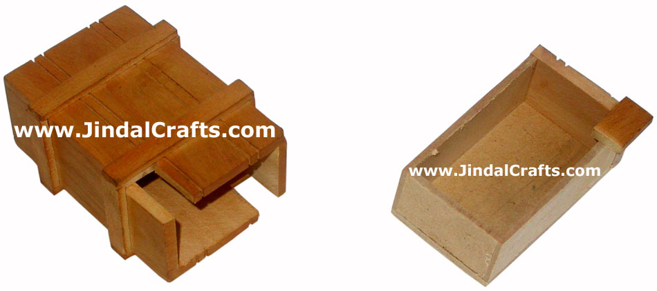 Hand Carved Wooden Multi Purpose Puzzle Box Trick to Open Indian Rich Handicraft