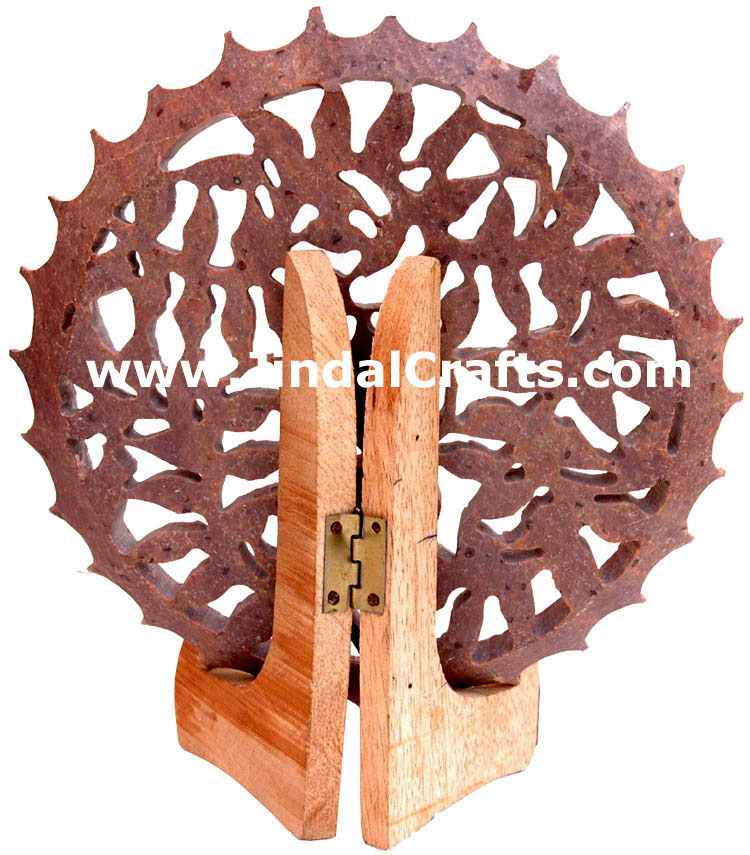 Hand Carved Soft Stone Decorative Plate Indian Art