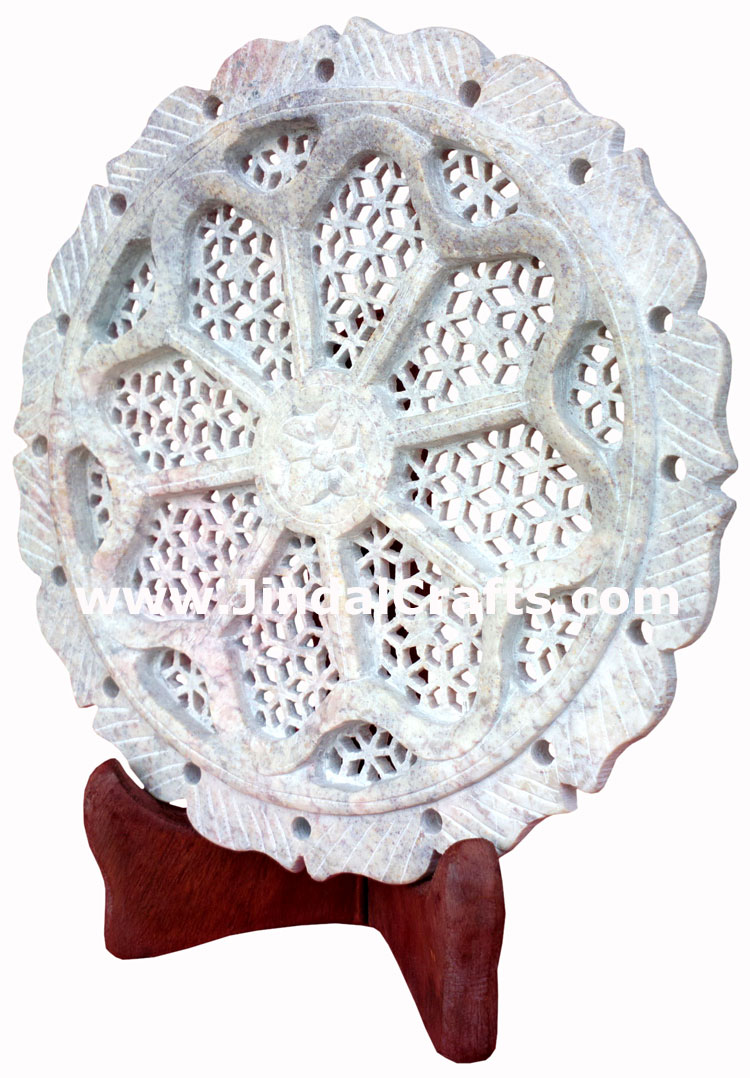 Hand Carved Jaali Designer Decorative Plate Home Decor Rich Indian Handicrafts