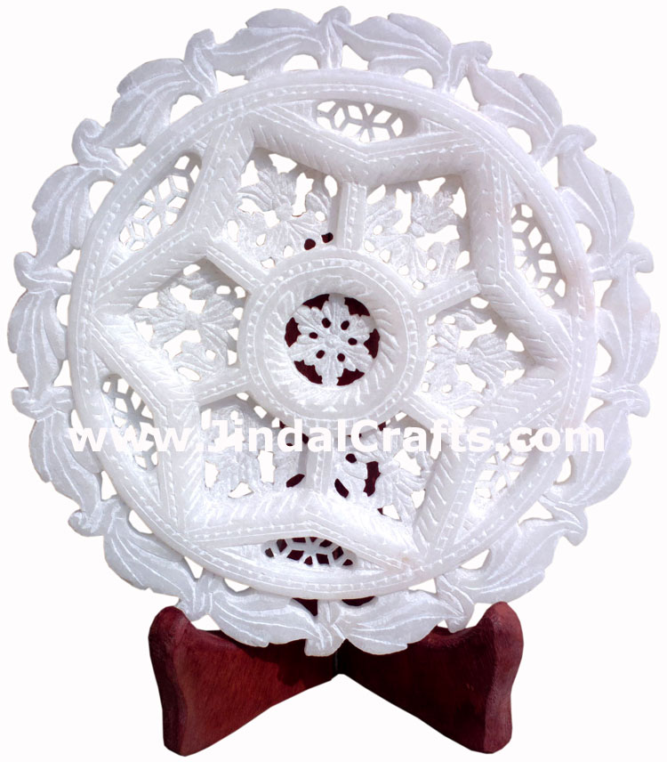 Hand Carved Jaali Designer Decorative Plate Home Decor Rich Indian Handicrafts