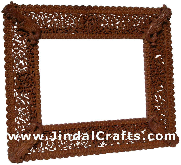 Hand Carved Masterpiece Photo Mirror Frame Rare India