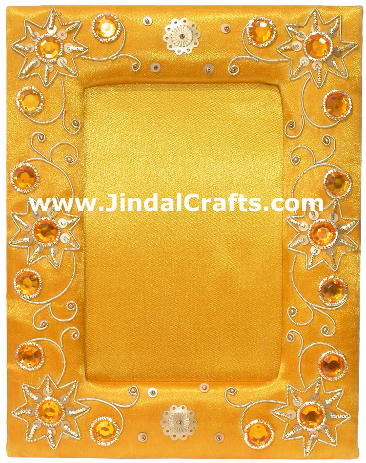 Hand Made Beaded and Embroidered Photo Frame India Art