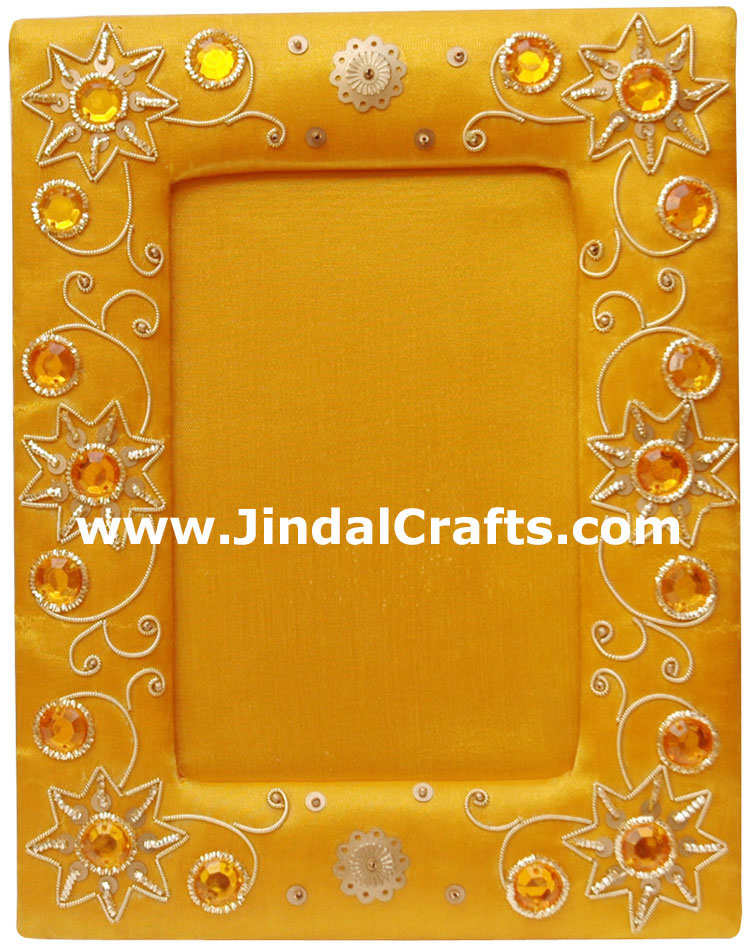 Hand Made Beaded and Embroidered Photo Frame India Art
