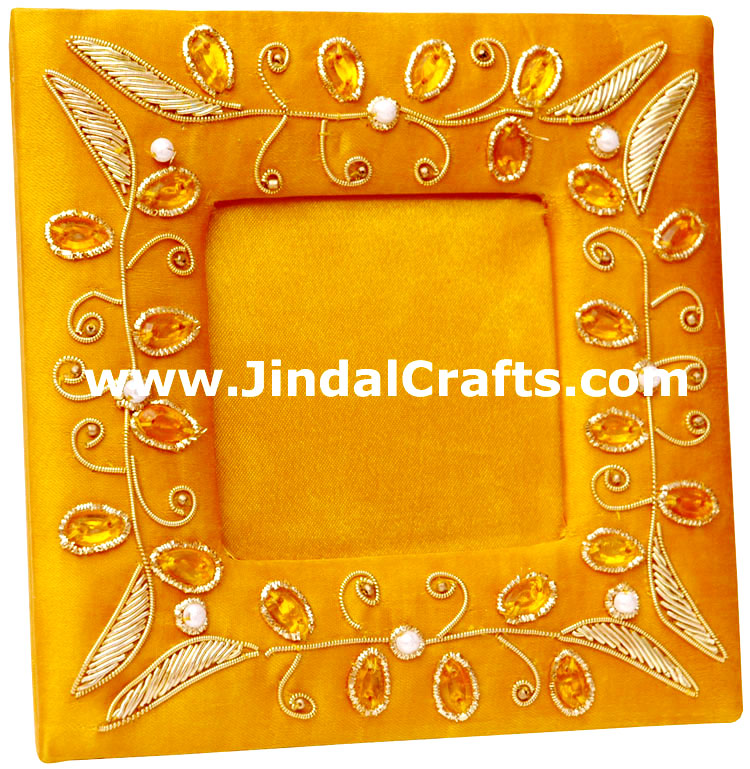 Hand Made Beaded and Embroidered Photo Frame India Art