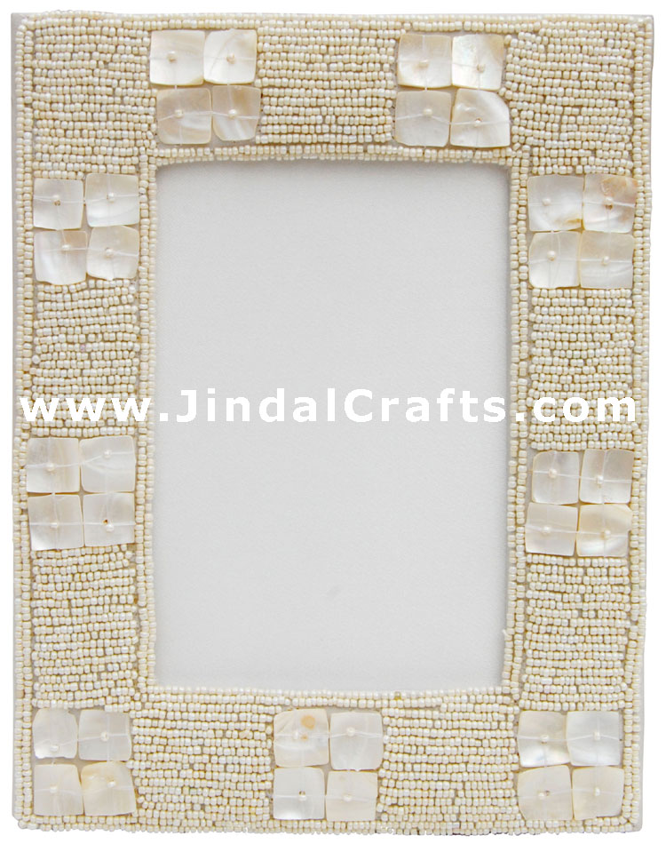 Hand Made Beaded and Embroidered Photo Frame India Art
