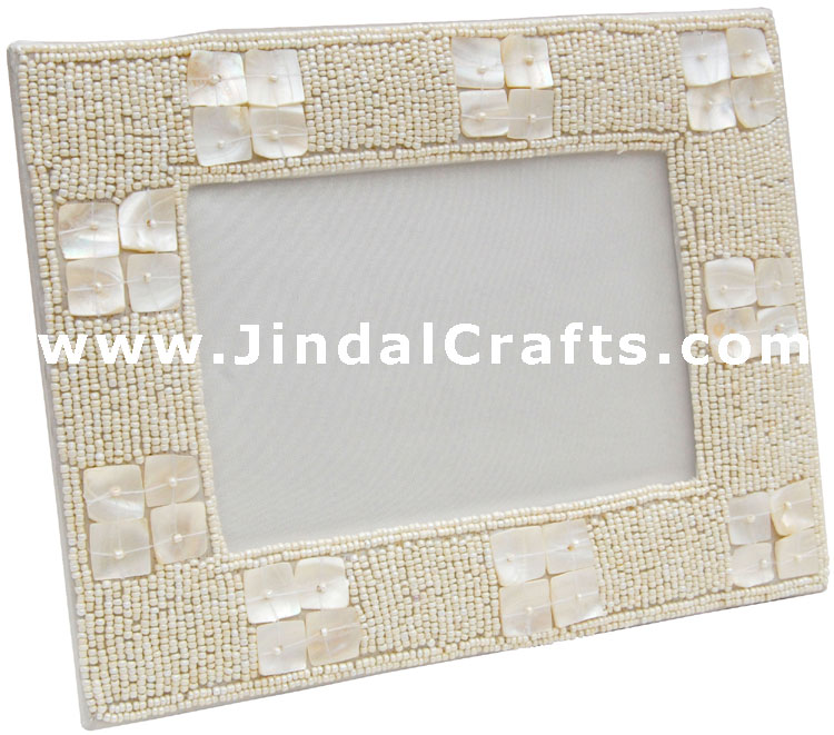 Hand Made Beaded and Embroidered Photo Frame India Art