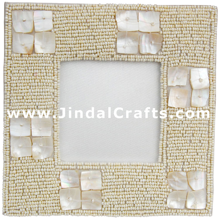 Hand Made Beaded and Embroidered Photo Frame India Art