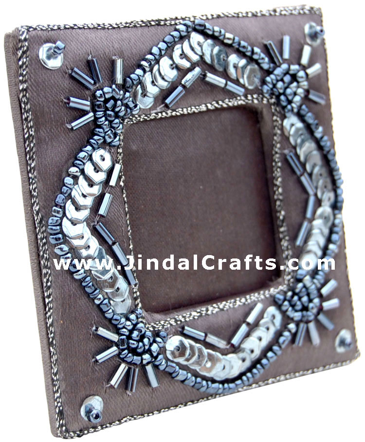 Hand Made Beaded and Embroidered Photo Frame India Art