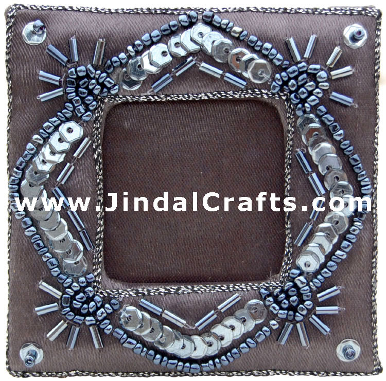 Hand Made Beaded and Embroidered Photo Frame India Art