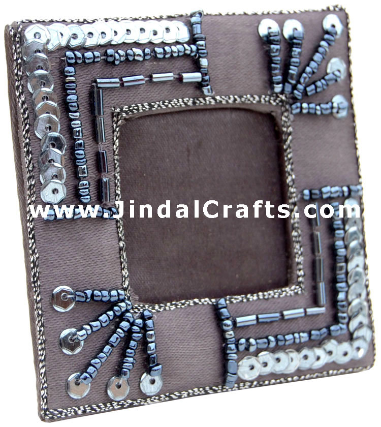 Hand Made Beaded and Embroidered Photo Frame India Art