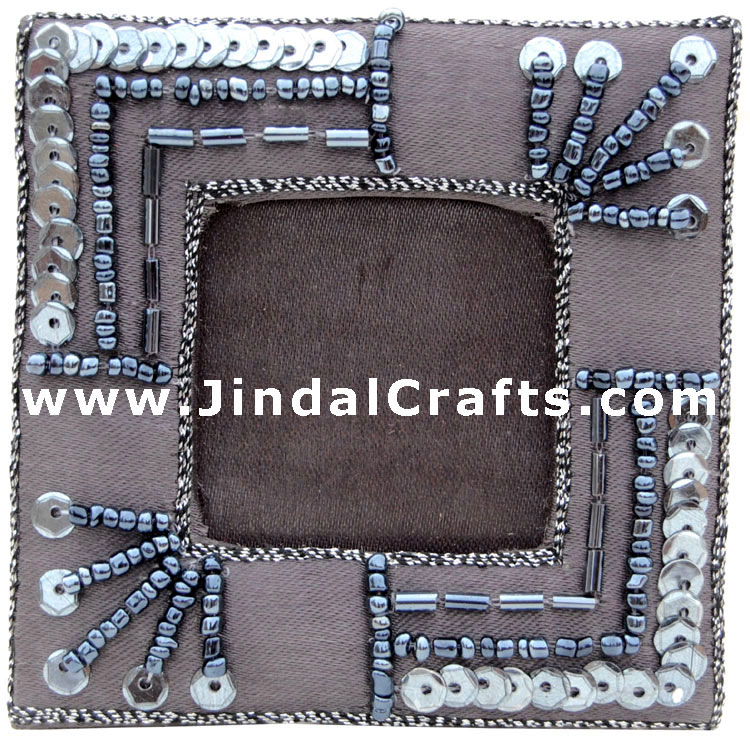Hand Made Beaded and Embroidered Photo Frame India Art