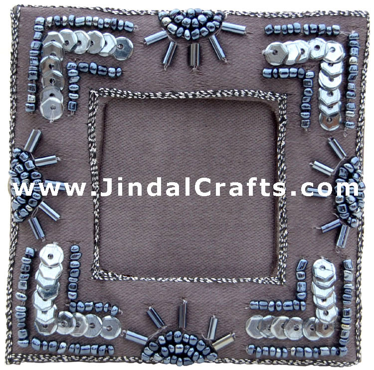 Hand Made Beaded and Embroidered Photo Frame India Art