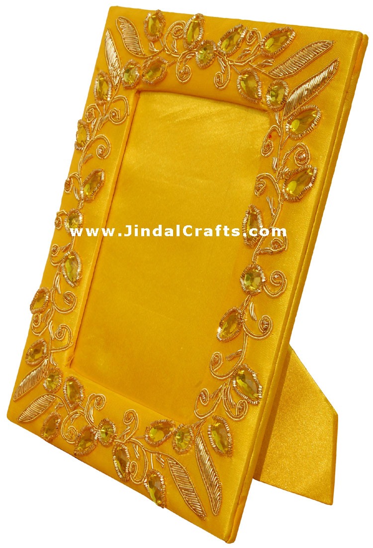 Hand Made Beaded and Embroidered Photo Frame India Art