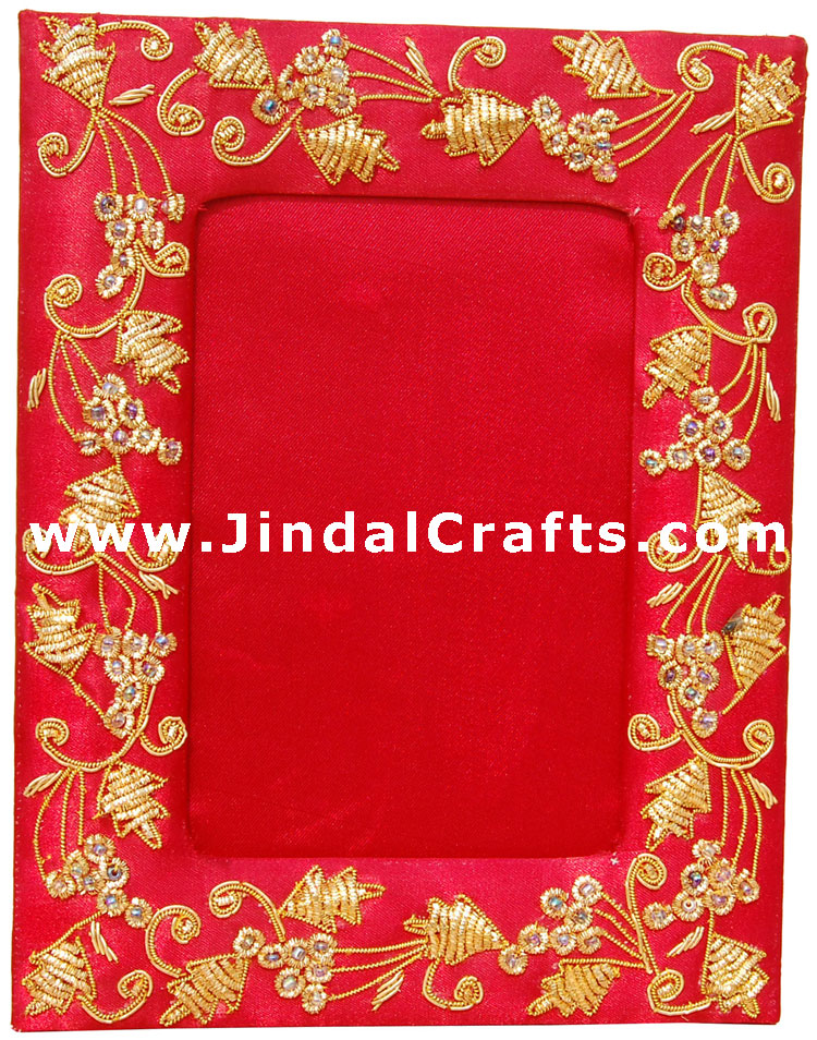 Hand Made Beaded and Embroidered Photo Frame India Art