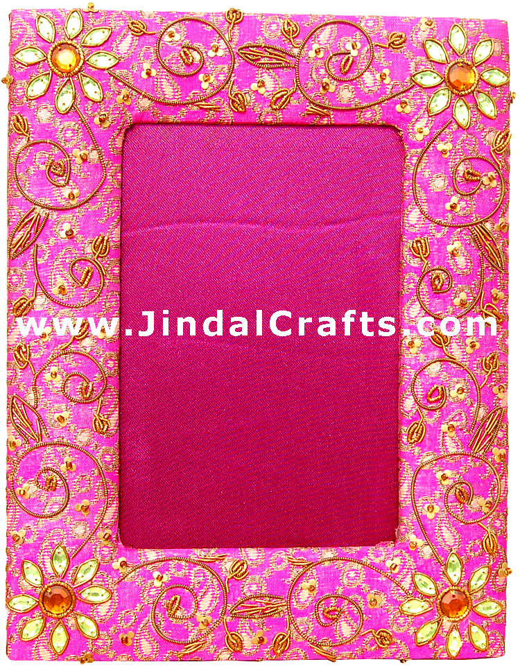 Hand Made Beaded and Embroidered Photo Frame India Art