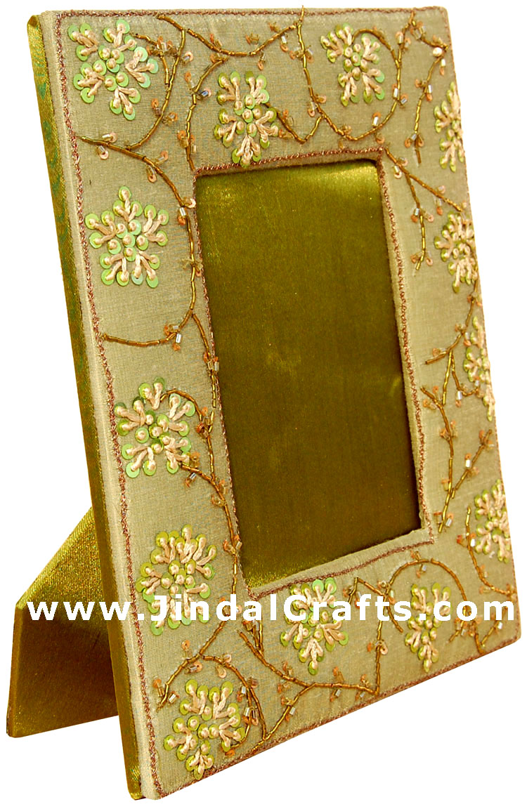 Hand Made Beaded and Embroidered Photo Frame India Art
