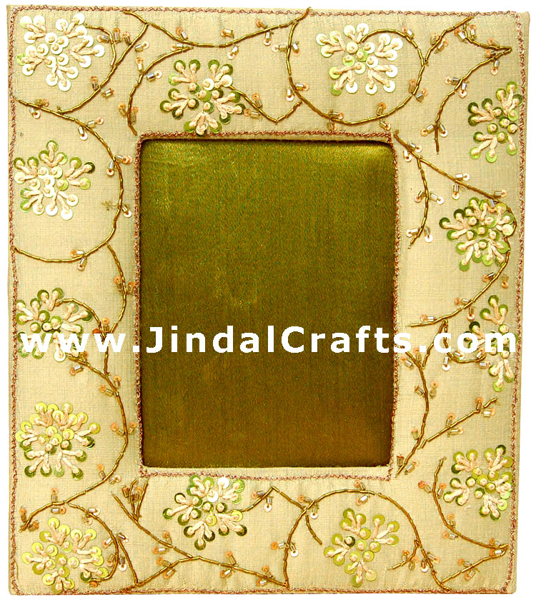 Hand Made Beaded and Embroidered Photo Frame India Art