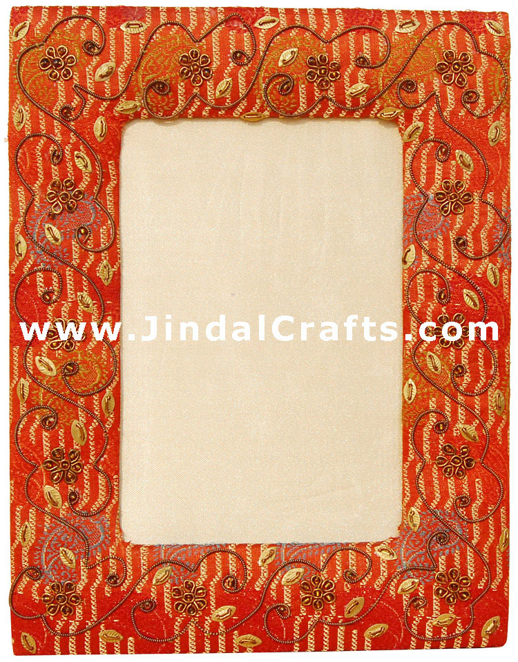Hand Made Beaded and Embroidered Photo Frame India Art