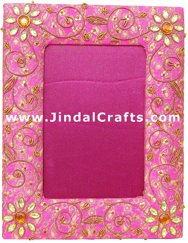 Photo Frame - Hand Embroidered Beaded Jari Zari Work Handicrafts Gifts Souvenirs