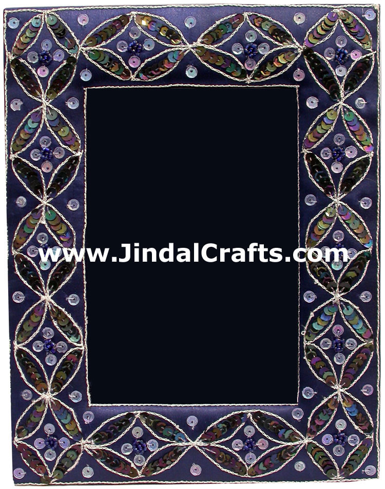 Hand Embroidered Beaded Photo Picture Frame India Arts