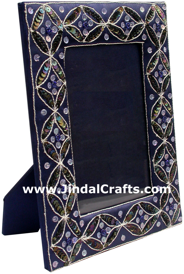 Hand Embroidered Beaded Photo Picture Frame India Arts