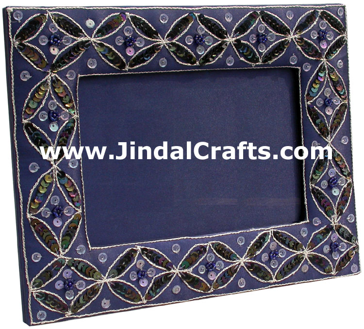 Hand Embroidered Beaded Photo Picture Frame India Arts