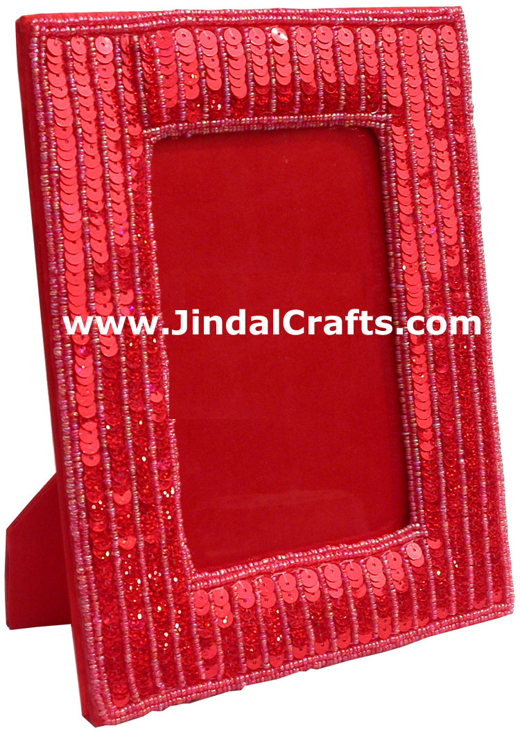 Hand Embroidered Beaded Photo Picture Frame India Arts