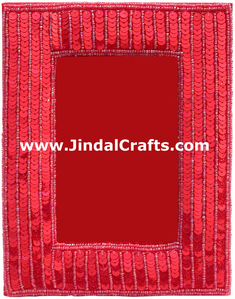 Hand Embroidered Beaded Photo Picture Frame India Arts