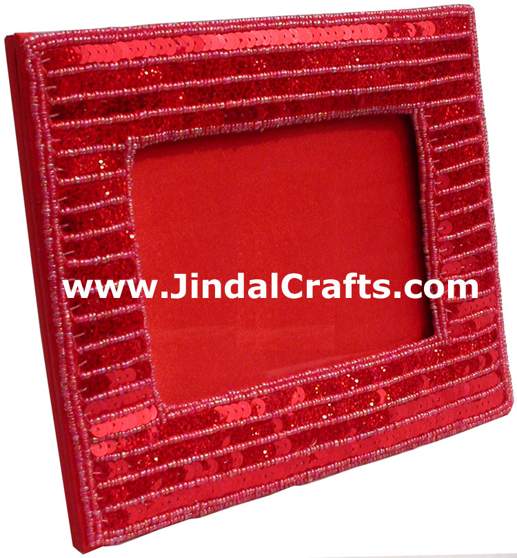 Hand Embroidered Beaded Photo Picture Frame India Arts