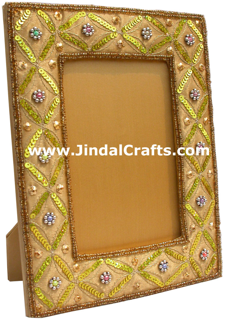 Hand Embroidered Beaded Photo Picture Frame India Arts