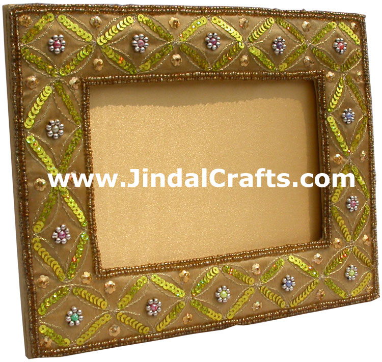 Hand Embroidered Beaded Photo Picture Frame India Arts