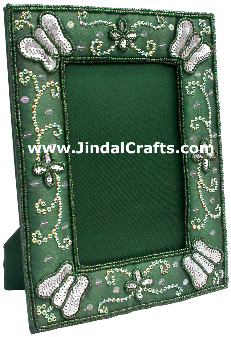 Hand Embroidered Beaded Photo Picture Frame India Arts