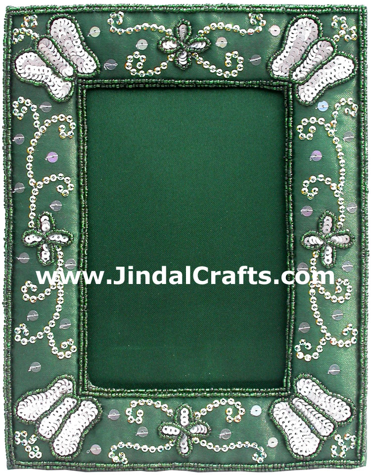 Hand Embroidered Beaded Photo Picture Frame India Arts