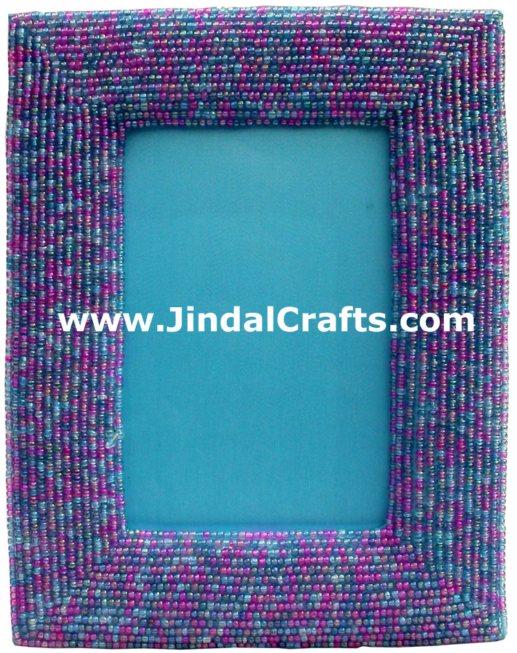 Hand Embroidered Beaded Photo Picture Frame India Arts Home Decor Table Top Gift