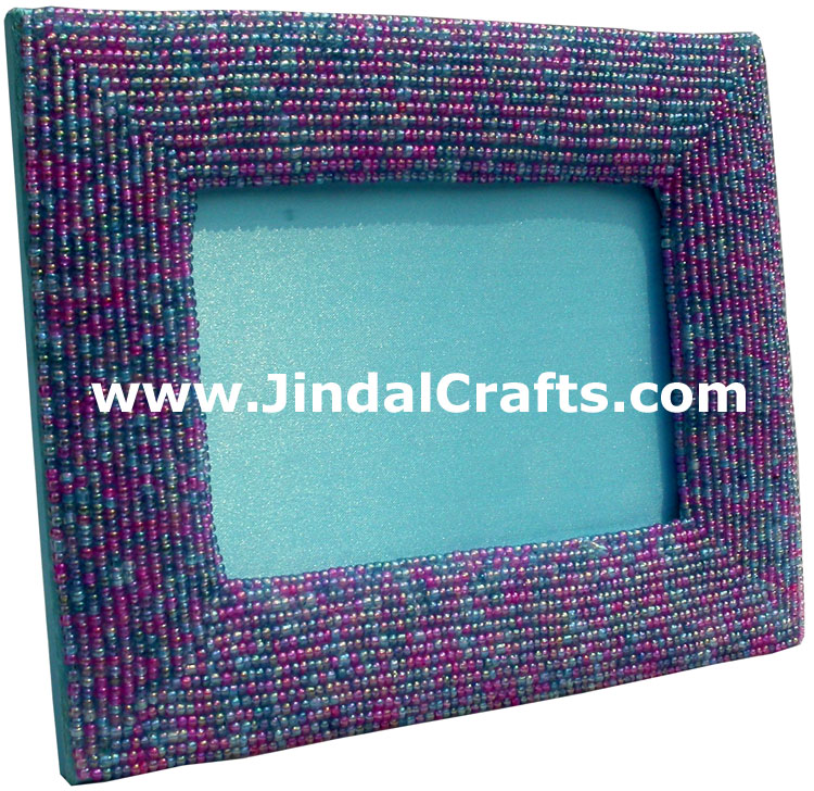 Hand Embroidered Beaded Photo Picture Frame India Arts Home Decor Table Top Gift