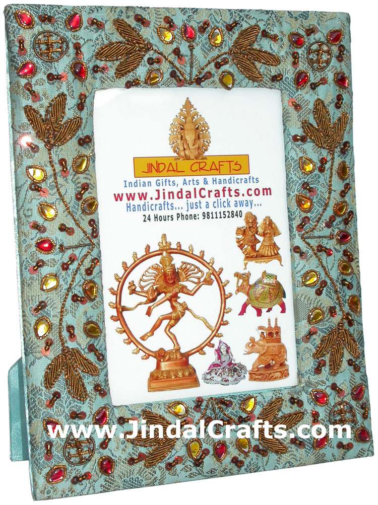 Photo Frame Beaded Hand Embroidered Jari Zari Craft Art