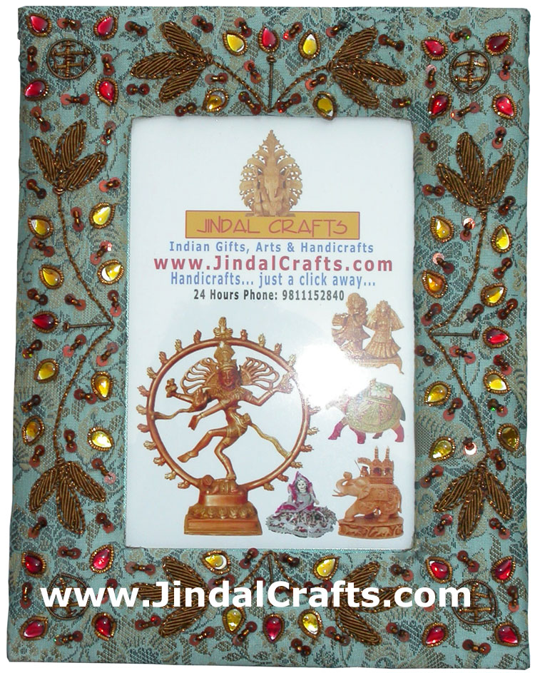 Photo Frame Beaded Hand Embroidered Jari Zari Craft Art