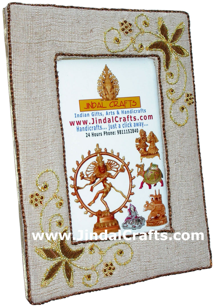 Photo Frame Beaded Hand Embroidered Jari Zari Craft Art