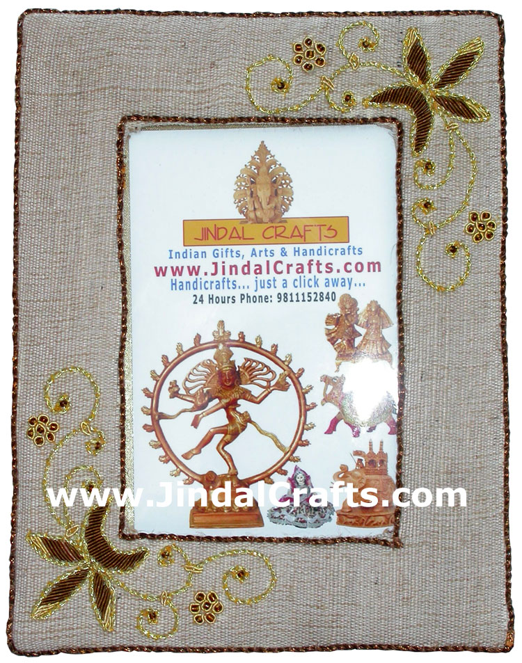 Photo Frame Beaded Hand Embroidered Jari Zari Craft Art