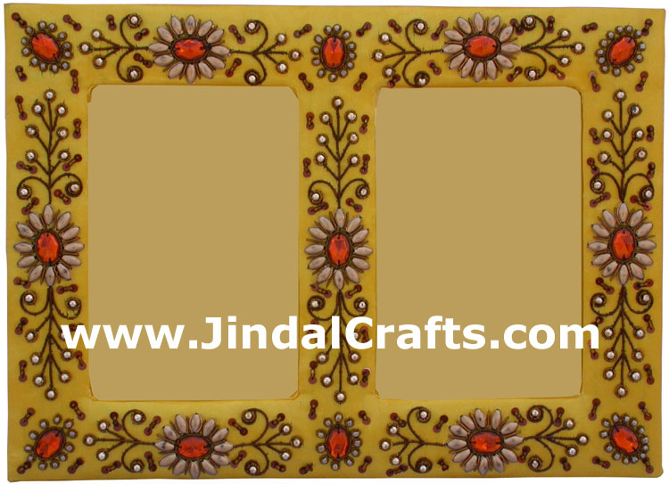 Photo Frame Beaded Hand Embroidered Jari Zari Craft Art